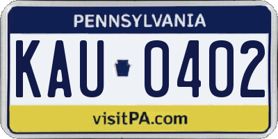 PA license plate KAU0402