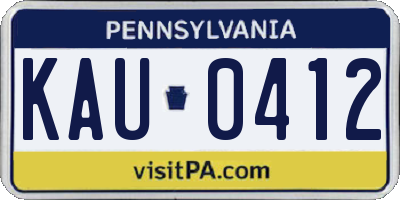 PA license plate KAU0412