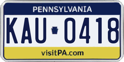 PA license plate KAU0418