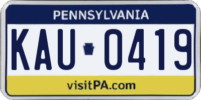 PA license plate KAU0419