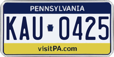 PA license plate KAU0425