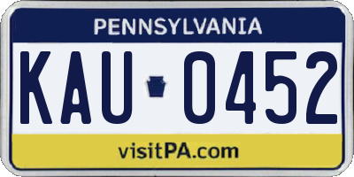 PA license plate KAU0452