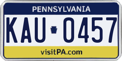PA license plate KAU0457
