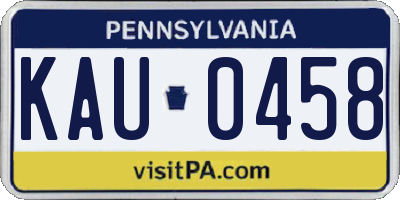 PA license plate KAU0458