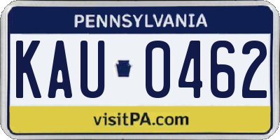 PA license plate KAU0462