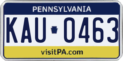 PA license plate KAU0463
