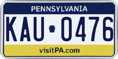 PA license plate KAU0476
