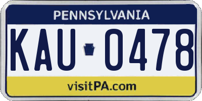 PA license plate KAU0478