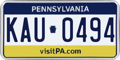 PA license plate KAU0494