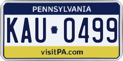 PA license plate KAU0499