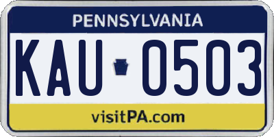 PA license plate KAU0503