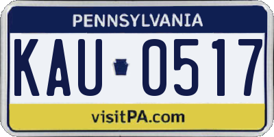 PA license plate KAU0517