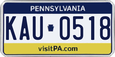 PA license plate KAU0518