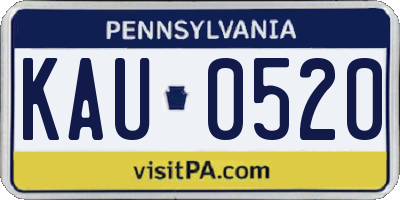 PA license plate KAU0520