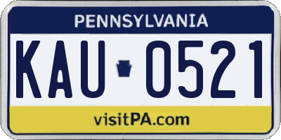 PA license plate KAU0521