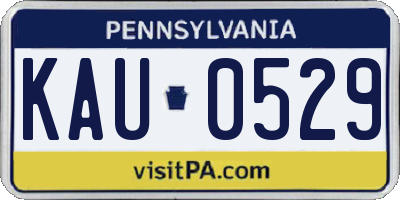 PA license plate KAU0529