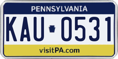 PA license plate KAU0531