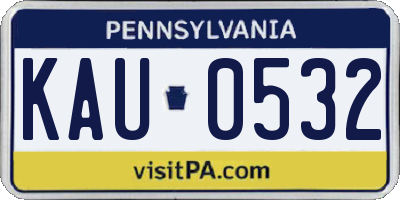 PA license plate KAU0532