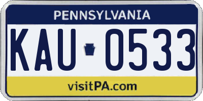 PA license plate KAU0533