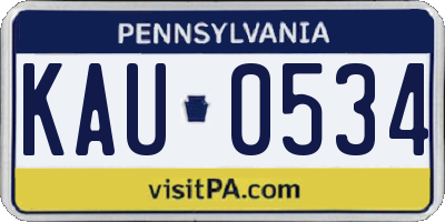 PA license plate KAU0534