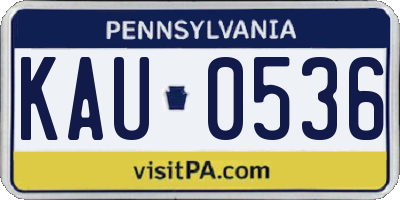 PA license plate KAU0536