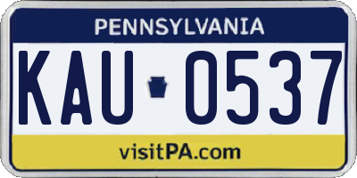 PA license plate KAU0537
