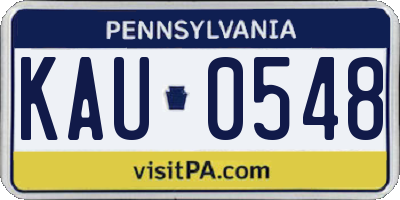 PA license plate KAU0548