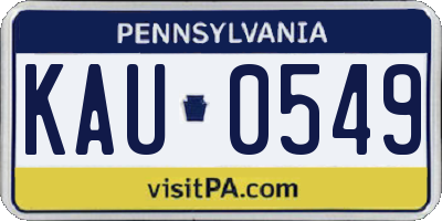 PA license plate KAU0549