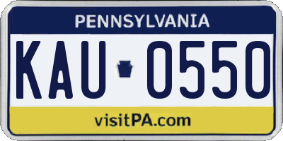 PA license plate KAU0550