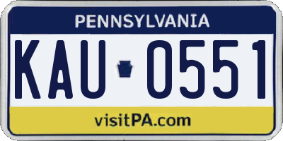 PA license plate KAU0551
