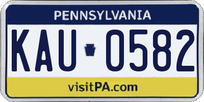 PA license plate KAU0582