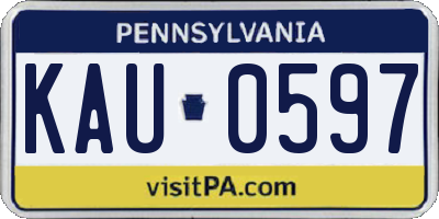 PA license plate KAU0597