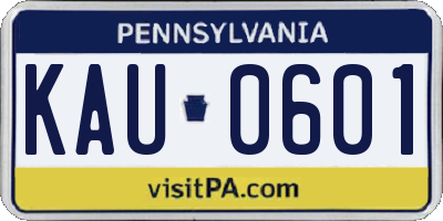 PA license plate KAU0601