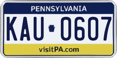 PA license plate KAU0607