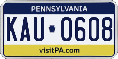 PA license plate KAU0608