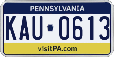PA license plate KAU0613