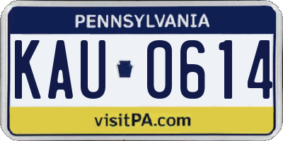 PA license plate KAU0614