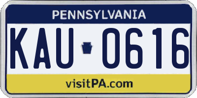 PA license plate KAU0616