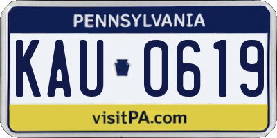 PA license plate KAU0619