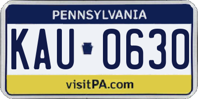 PA license plate KAU0630