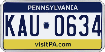 PA license plate KAU0634