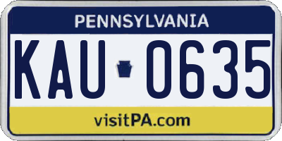 PA license plate KAU0635