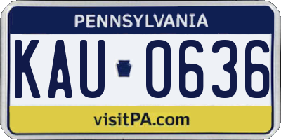 PA license plate KAU0636