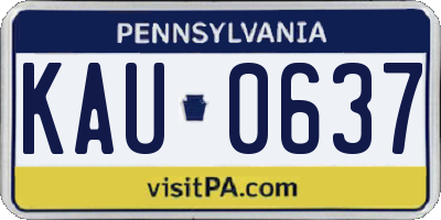 PA license plate KAU0637