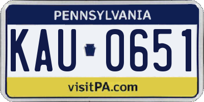 PA license plate KAU0651