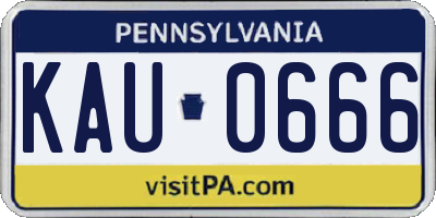 PA license plate KAU0666