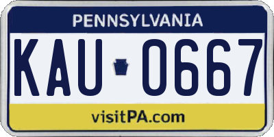 PA license plate KAU0667
