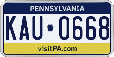 PA license plate KAU0668