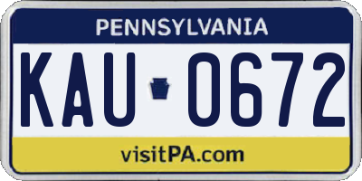 PA license plate KAU0672