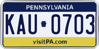 PA license plate KAU0703
